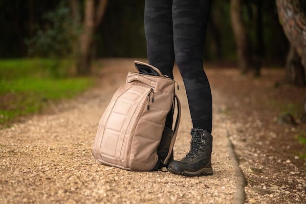 A minimalist travel backpack with a packed reusable water bottle, portable charger, and sensible walking shoes, symbolizing smart packing and readiness for solo adventures.