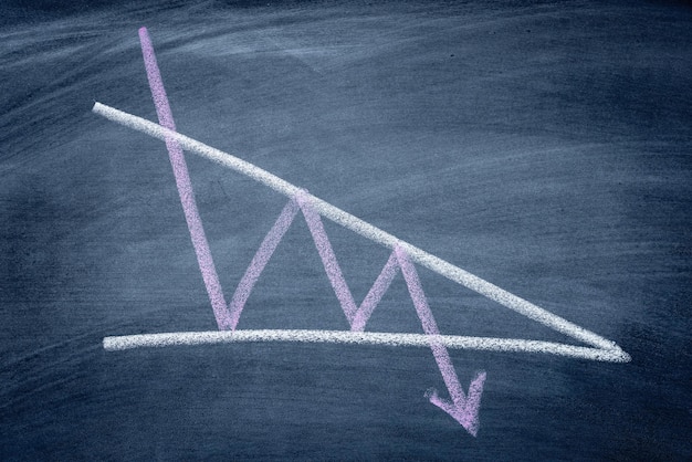 A downward-sloping graph with points instead of typical cash symbols, indicating a loss of value over time. A small figure is looking disheartened.
