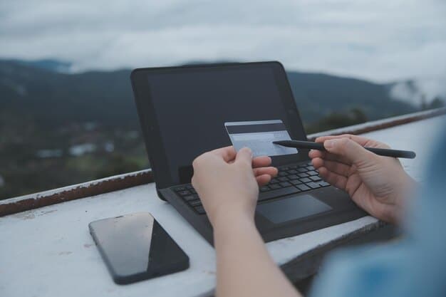 A digital interface on a laptop screen showing a credit card statement with a line item for 