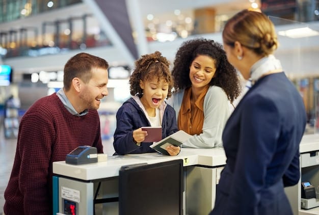 A diverse group of travelers queuing at an airport check-in counter, with some presenting digital documents on phones and others looking concerned, reflecting the varied impact of new travel regulations.