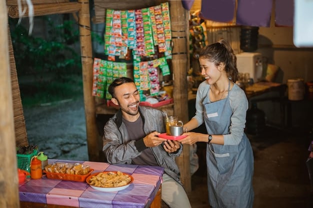 A traveler in a traditional Chinese market, surrounded by colorful spices and fabrics, uses hand gestures and speaks with a local vendor, illustrating a successful negotiation.