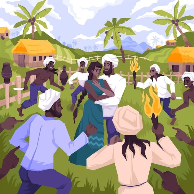 A group of local villagers in traditional attire working together on a community project, perhaps planting trees or maintaining a walking trail, showcasing community involvement in conservation efforts.