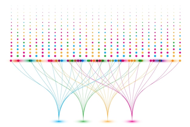A graphical representation showing points flowing from multiple individual accounts into a central 
