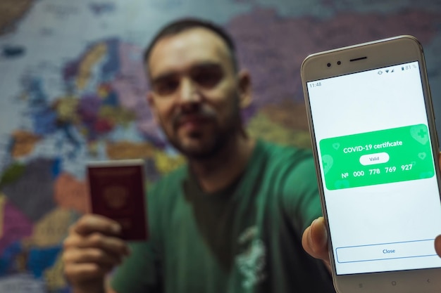 A close-up of a smartphone screen showing a fraudulent travel booking website, with obvious signs of unreliability like poor design and illogical offers. The background is blurred to focus on the screen's details. This visual emphasizes the digital aspect of 'Travel Scams on the Rise: How to Protect Yourself from Fraudulent Bookings and Offers'.
