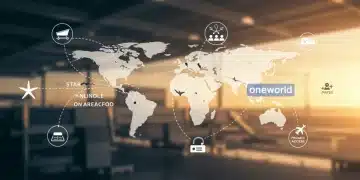 Star Alliance and Oneworld logos with global map and travel benefits icons