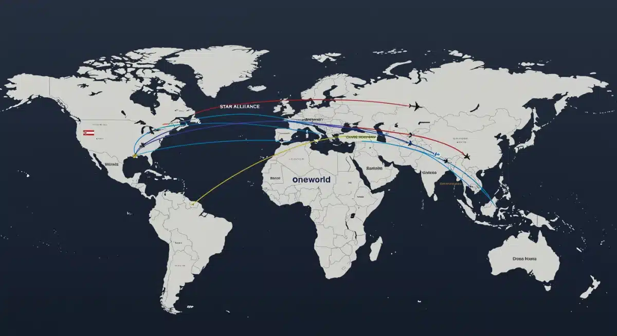 Global flight network illustrating extensive reach of airline alliances