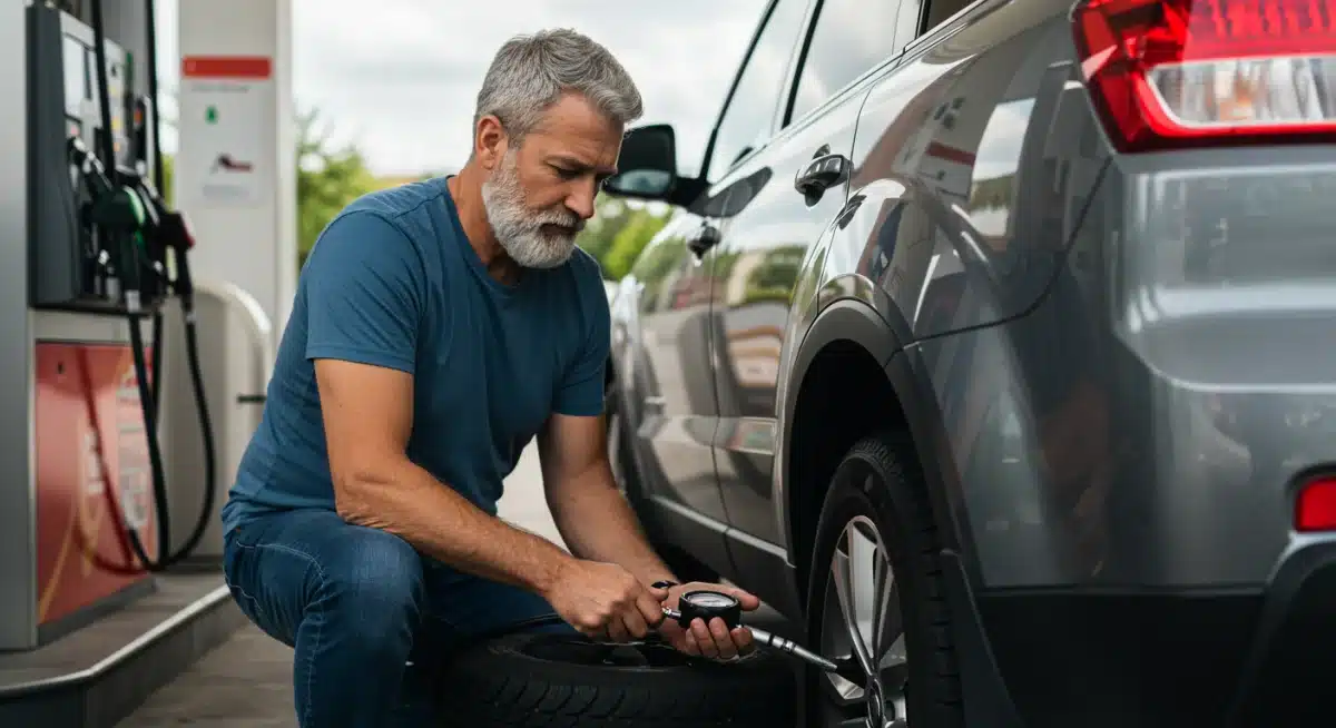 Pre-trip tire pressure check for safe travel