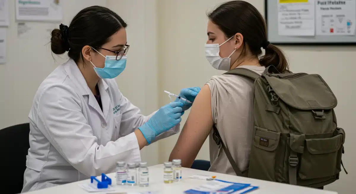 Traveler receiving essential vaccination from healthcare professional